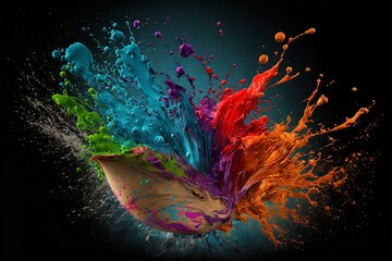 Obraz na płótnie Canvas Splash of paint Colorful. Abstract background. colored floating liquid, Digital Art.