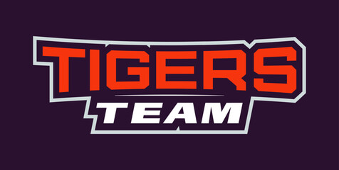 Bold sports font for tiger mascot logo. Text style lettering for esport, mascot logo, sport team, college club. Orange font. Vector illustration isolated on background