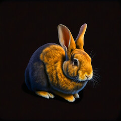 Fototapeta na wymiar AI generated image of rabbit with low light and dark background