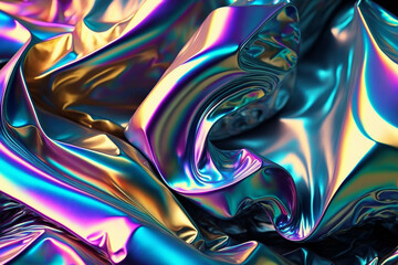 Fototapeta premium abstract Holographic Iridescent Color Wrinkled Foil wallpaper Background