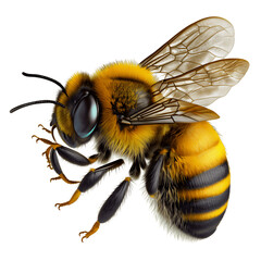 bee on a transparent background, abelha - obrazy, fototapety, plakaty