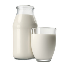 glass of milk on a transparent background, png file - obrazy, fototapety, plakaty