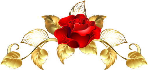 Symmetrical Garland of Gold and Red Roses