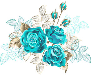 Three Turquoise Roses