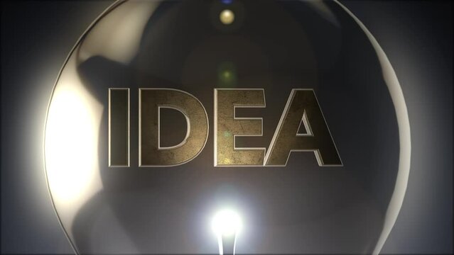 電球のようなガラス球の中に入った金属質感の回転する3dIDEAのループ素材