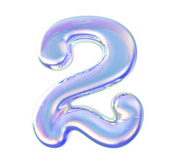 Naklejka premium 3D Number 2 Generative AI