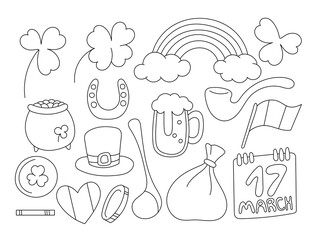 Saint Patrick's Day traditional symbols set