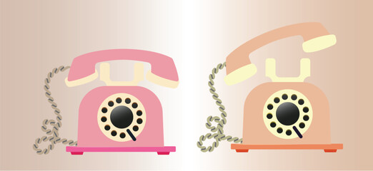 Retro Telephone, Telephone illustration, Vintage Telephone, Old fashionable telephone vector
