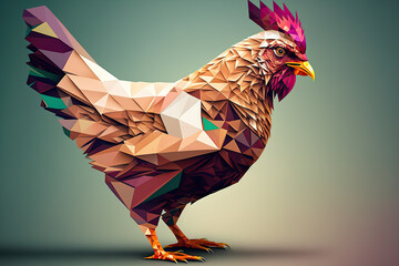 Chicken, Polygonal graphics, Generative AI