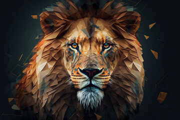 Lion, Polygonal graphics, Generative AI