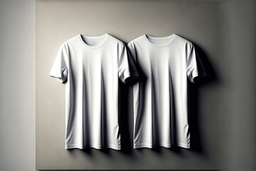 White t-shirts with copy space on gray background, Made by AI,Artificial intelligence