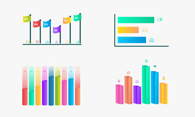 Set of Various Bar Chart Graph Diagram Statistical Business Infographic Element