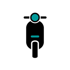 Motorbike simple vector icon. Motorcycle icon. Turquoise color.