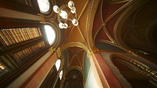 interior Hungarian parliament building in Budapest. Capital of Hungary. Historic attraction landmark, travel destination in Europe.