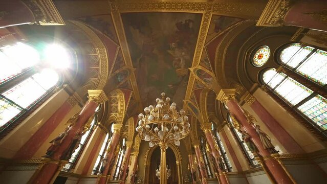 interior Hungarian parliament building in Budapest. Capital of Hungary. Historic attraction landmark, travel destination in Europe.