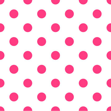 Pink and white seamless polka dot pattern