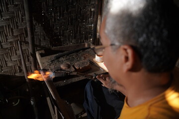 The process of making keris is done manually and traditionally