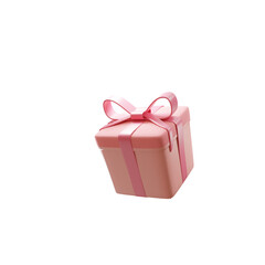 Happy Valentines Day 3D Cute Gift Box Icon with Ribbon, Transparent Background. 3d render icon