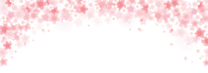 ふんわり華やか桜フレームデザイン、バナー © IWOZON