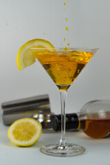 cocktail glasses with different flavors and colors with splash effect