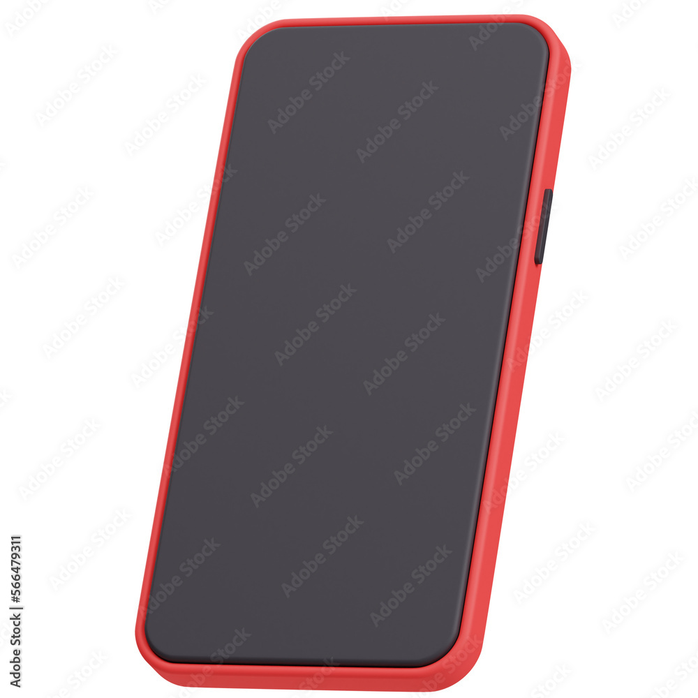 Fototapete Smartphone communication internet device with red and black color in simple design 3d rendering icon