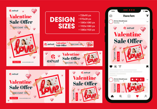 Valentine Sale Offer Web Banner ads