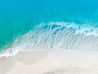 The ecology with Waves on the beach as a background. Beautiful natural background at the summer time-Aerial view