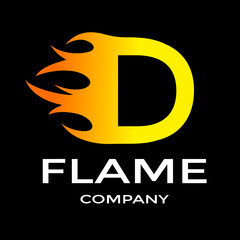 D Letter flame or fire vector logo template. This alphabet is suitable for cooking, temperature or fast business.