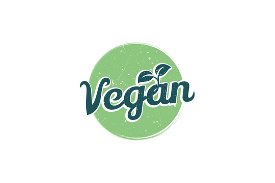 Vegan logo with a combination of vegan lettering, circle and leaves for any business, especially restaurants, cafes, stores, etc.
