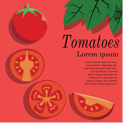 illustration of an abstract background, tomatoes set , red, banner, slyer, power point, 
brochure, advertise