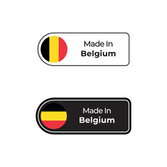 Made in Belgium vector label with Belgium flag in two different styles