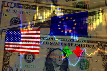 Börse, Wirtschaft und Geschäfte zwischen USA und EU © studio v-zwoelf