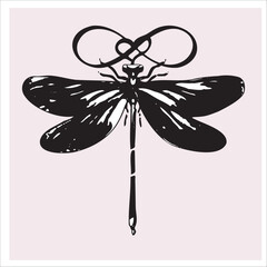 Illustration graphic of dragonfly in black and white. Creative infinity love graphic.
Suitable design for t-shirt, tattoo design, logo etc