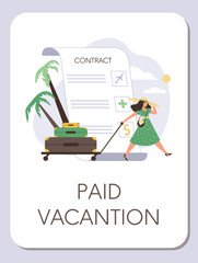 Paid vacation for employee concept of banner flat vector illustration isolated.