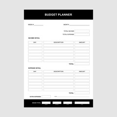 Budget Planner Template in A4 Size Weekly and Monthly Designs