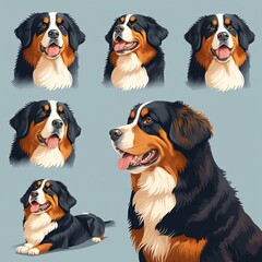 Bernese Mountain Dog Collection Of Emotions