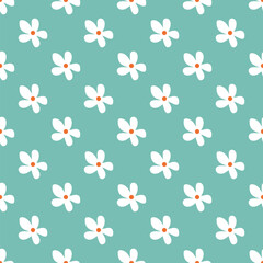 seamless pattern with white flowers