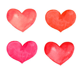 Heart set watercolor. Hand painted hearts for Valentine day