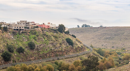 The outskirts of the Ghajar Alawite Arab village, located on the Golan Heights, on the border with Lebanon, in Israel