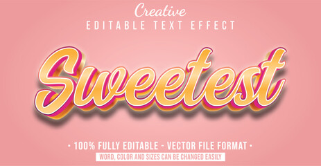 Text style effect with Sweetest theme style. Editable text style graphic element.