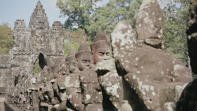 The Southern Gate of Angkor Thom Tonle Om Gate Angkor Wat Ancient Temple in Siem Reap Cambodia