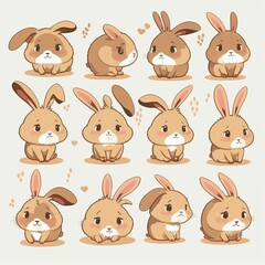 Obraz premium Rabbit Collection Of Emotions