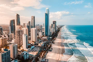 Fleecedeken met foto Kust A drone image of surfers paradise, Gold Coast Australia   © Seb
