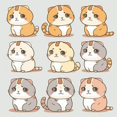 Scottish Fold Cat Collection Of Emotions