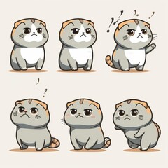 Scottish Fold Cat Collection Of Emotions