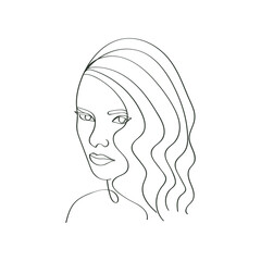 Hand-drawn beauty woman hairstyle line art drawing a minimalist illustration