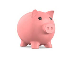 Pink piggy bank on white background. Isolated 3D illustration