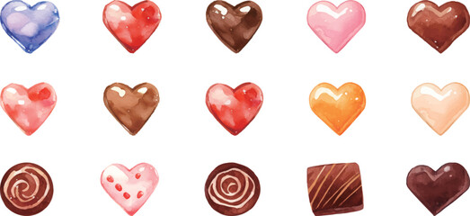 バレンタインデーのハート芸術的な手描き水彩画ベクター