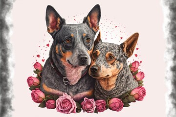 Cuddling Australian Cattle Dog Couple