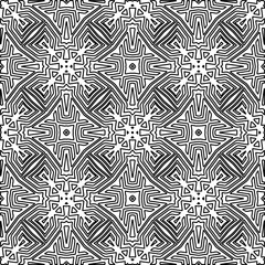 Stylish texture with figures from lines.
Abstract geometric black and white pattern for web page, textures, card, poster, fabric, textile. Monochrome graphic repeating design. 